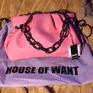 House of Want rose chain clutch NWT